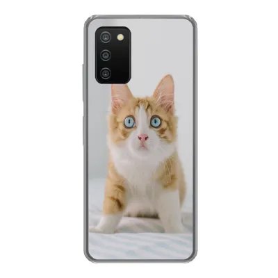 Produktbild von MuchoWow® Handyhülle Schutzhülle Hülle für Samsung Galaxy A03s Kätzchen - Blau - Orange - Mädchen - Jungen - Kind Silikon Softcase Handy Hülle - Schutz