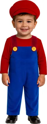 Lokführer-Kostüm für Kinder 2-3 Jahre, Overall + Hut