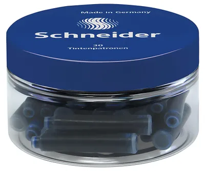 Zdjęcie produktu dla Schneider Schreibgeräte Schneider Tintenpatronen, Niebieski, Cienki, Guma, schneiderpen, 30 szt., Słoik