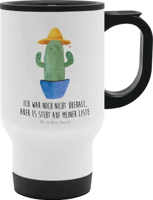 Produktbild von Mr. & Mrs. Panda isolier trinkbecher Kaktus Hut - Weiß - Geschenk, Motivation, Teebecher To Go, Thermobecher, Kaffeebecher, Weltenbummler, Reisen, thermosbecher, Kakteen