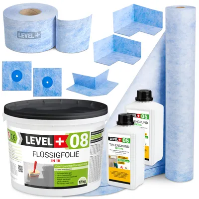Produktbild von Dichtset für ca 10m² Abdichtung Dusche Bad Dichtbahn 12Kg Flüssigfolie TOP SET42