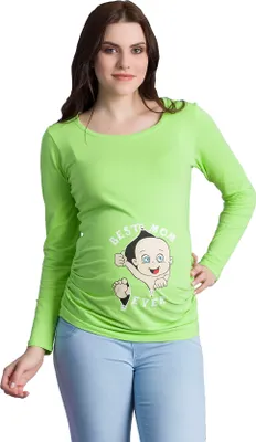Productafbeelding van Zwangerschapsshirt lange mouw Best Mom Ever – zwangerschapskleding dames, 95% katoen, groen, maat M
