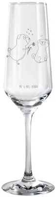 Produktbild von Mr. & Mrs. Panda Sektglas Mops Verliebt - Transparent - Geschenk, Knuffig, Hund, Liebe, Kelchglas, Sektflöte, Champagnerglas, Partner, Sprüche, Glas, Trinkglas