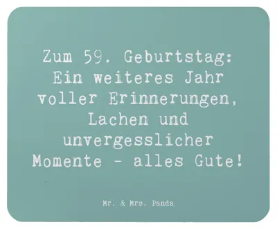 Produktbild von Mr. & Mrs. Panda Mouse Pad Spruch 59. Geburtstag - Meeresbrise - Geschenk, Lachen, Mauspad, Mousepad, Happy Birthday, pc, Feiern, gemeinsame Erlebnisse, 59 Jahre alt