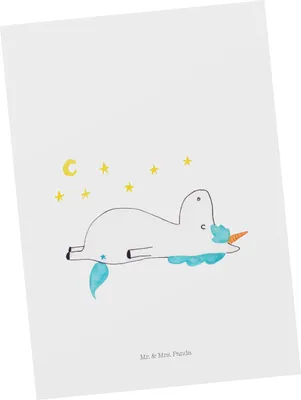 Produktbild von Mr. & Mrs. Panda Postkarte Einhorn Sternenhimmel - Weiß - Geschenk, Grußkarte, bildkarte, Sterne, Postkarten, Unicorn, Einhörner, Ansichtskarte, kunstkarte, Verrückt