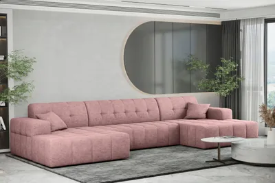 Image de Canapé d'anglecanapé en U, salon, style Nîmes, élégant, large choix de couleurs, tissu Perfect Harmony rose