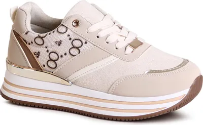 Produktbild von topschuhe24 2723 Damen Plateau Sneaker Print Halbschuhe, Farbe:Beige, Größe:38 EU
