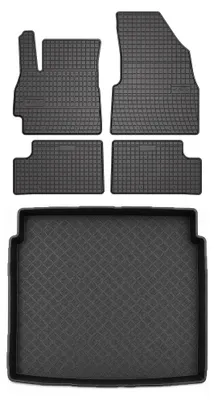 Image de Tapis en caoutchouc + bac de coffre pour OMODA 5 2025- (plancher bas) – 5 pièces, noirs, sur mesure