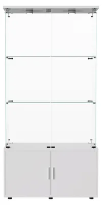 Image de Vitrine réfrigérée - Vitrine en verre avec éclairage LED - 78,5 x 35 x 164 cm - 3 étagères + meuble bas - Capacité de charge : 50 kg - Blanc