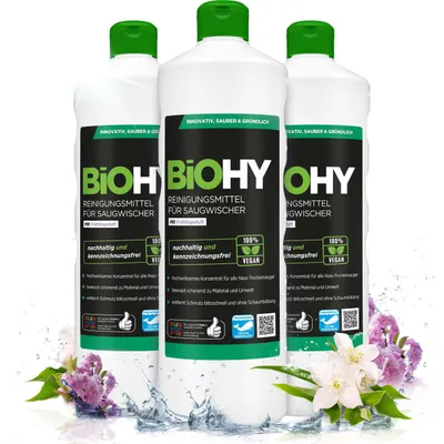 Produktbild von BiOHY Reinigungsmittel für Saugwischer mit Frühlingsduft, Bodenwischpflege, 3 x 1 l
