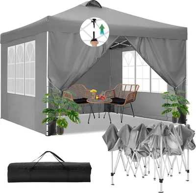 Produktbild von COBIZI Pavillon 3x3 Wasserdicht Stabil Winterfest Partyzelt Gartenpavillon Grau