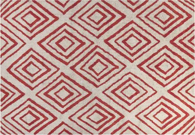 Produktbild von BELIANI Teppich Weiß / Rot Baumwolle 160 x 230 cm Rechteckig Geometrisches Muster Boho Fußbodenheizug Geeignet Wohnzimmer Schlafzimmer Esszimmer Flur