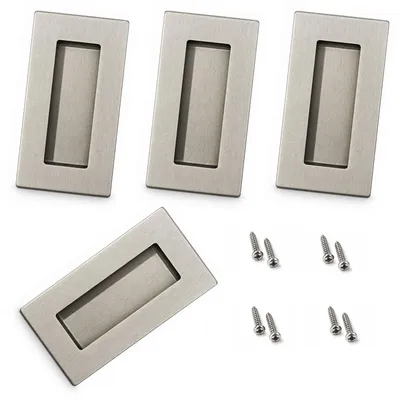 Produktbild von Euro Tische® Muldengriffe Edelstahl 102×52 mm 4er Set Möbelgriffe Schubladengriffe Einlassgriffe Griffmuscheln Gebürstet