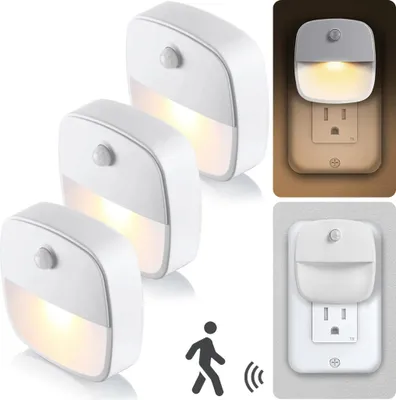 Produktbild von 3 lampki nocne LED z czujnikiem ruchu Lampka nocna, barwa światła: ciepła biel