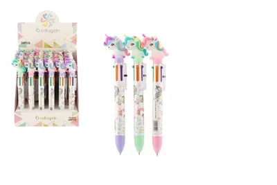 Produktbild von Bleistift/Stift Einhorn 6 Farben 17cm aus Kunststoff - Farbenmix