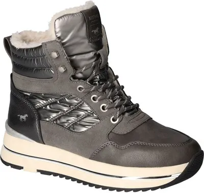 Produktbild von Mustang Damen Stiefelette Plateausohle warm gefüttert Schnürboots 1480-602, Größe:40 EU, Farbe:Grau