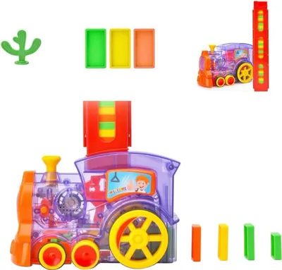 Produktbild von Elektrische Dominobahn - Automatisches Aufstellset, Mit Zug - Für Kinder, Familienspiel & Lernspielzeug