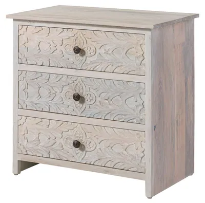 Immagine prodotto di MASSIVMOEBEL24 | Comò in legno di mango 80x48x78 bianco oliato KASHMIR #107