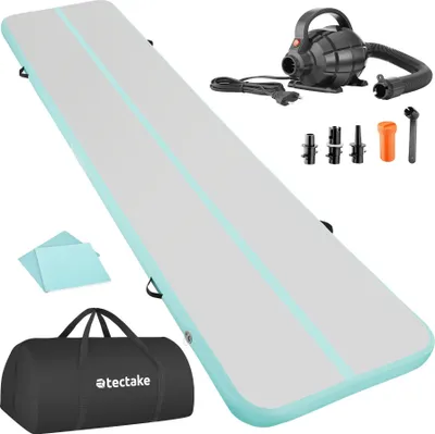 Produktbild von Aufblasbare Trainingsmatte AirFlexy mit elektr. Luftpumpe - grau/blau