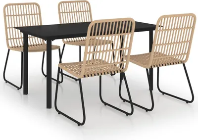 Produktbild von vidaXL 5-tlg. Garten-Essgruppe Poly Rattan und Glas