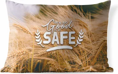 Produktbild von MuchoWow® Outdoor Kissen - Es ist gut, sicher zu sein" - Zitate - Sprichwörter - 60x40 cm - Wetterfest - Lounge Kissen - Zierkissen - Kissen für Innenräume