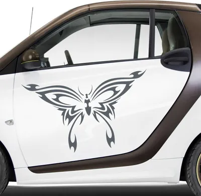 Produktbild von Aufkleber - Autoaufkleber-Set Schmetterling Tribal, 2 Stk. je 100cm x 59cm anthrazit - Tuning Carystyling Heckscheibe Auto