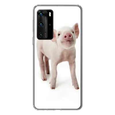Produktbild von MuchoWow® Handyhülle Schutzhülle Hülle für Huawei P40 Pro Schwein - Tiere - Weiß Silikon Softcase Handy Hülle - Schutz