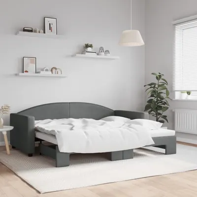 Image de Maison Exclusive - Canapé-lit convertible gris foncé 90 x 190 cm en tissu
