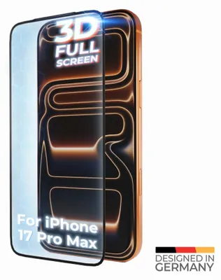 Produktbild von prio 3D Displayschutzfolie aus gehärtetem Glas für iPhone 17 Pro Max, schwarz