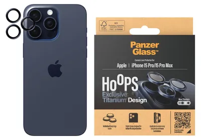 Immagine prodotto di PanzerGlass ® Hoops® Blue Titanium Camera Lens Protector iPhone 15 Pro | 15 Pro Max