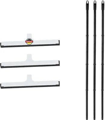 Produktbild von Novaliv 3x Badabzieher mit Steckstiel Dusche Kunststoff 43cm Badabzieher Dusche XXL breit Fliesen Wasser Abzieher Schieber für Boden Wasserabzieher Terasse Boden mit Stiel Abzieher Fenster Profi