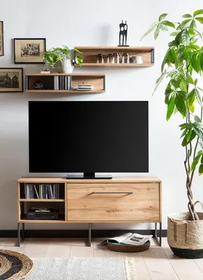TV-Lowboard 120 cm breit Eichendekor Landhausstil