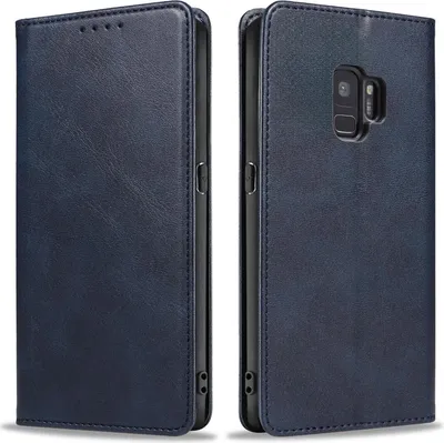 Produktbild von Handyhülle für Samsung Galaxy S9 Kunstleder Flip Cover Hülle Handytasche Case Kartenfach Farbe: Blau