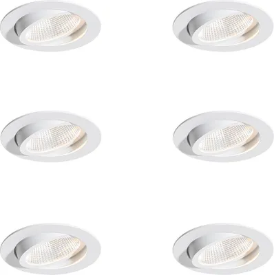 Produktbild von QAZQA Professional - Modern Set mit 6 Einbaustrahlern Weiß 9,5 cm inkl. LED 1300 lm Dimmbar IP65 - Gaius - Aluminium Rund - I (nicht austauschbare) LED