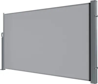 Produktbild von Faziango Seitenmarkise 300 x 140 cm Ausziehbar Windschutz, Sichtschutz für Balkon & Terrasse, Seitenrollo mit Wandhalterung Sonnenschutz - Grau Markise