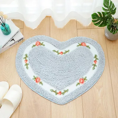 Image de Tapis de bain en forme de cœur, absorbant, 45 x 50 cm, antidérapant, idéal pour la salle de bain