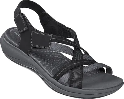Produktbild von Clarks Damen Sandalen mit verstellbarem Klettverschluss und elastischen Riemchen
