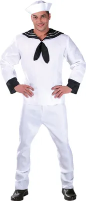 A man is wearing a sailor costume.