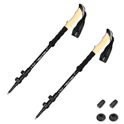 Produktbild von Wanderstöcke mit Korkgriff, Walking Teleskop Wanderstöcke Antischock,Trekkingstöcke mit 3 Sektion Teleskop,62-135cm, Ideal für Bergtouren