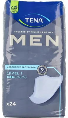 Produktbild von Tena Men Inkontinenzeinlagen für leichte Blasenschwäche, Level 1, anatomisch geformt, 24 Stück