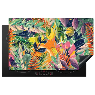 Produktbild von KitchenYeah© Herdabdeckplatte Blumen - Dschungel - Tropisch , 83x51cm, Küche Deko, Glaskeramikkochfeld Herdabdeckung, Abdeckplatte fùr Kochfeld