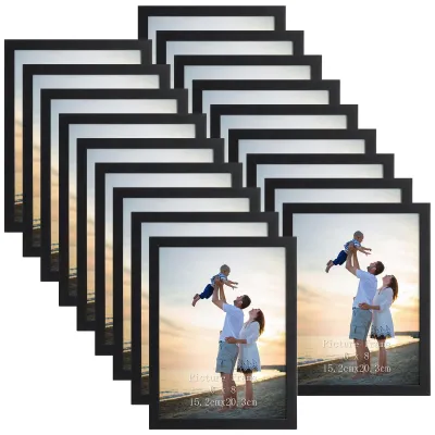 Obrázek produktu pro Sada 18 černých rámečků na fotografie, rozměr 15 x 20 cm – vhodné pro dekoraci stěn i stolů