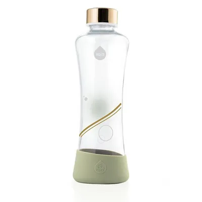 Produktbild von EQUA Glasflasche Metallic Gold 550 ml Trinkflasche Borosilikatglas 0,55l mit Silikonboden Designer Sportflasche
