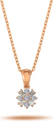 Produktbild von Schneeflocke Halskette mit Diamanten in Baguett- und Brilliantschliff