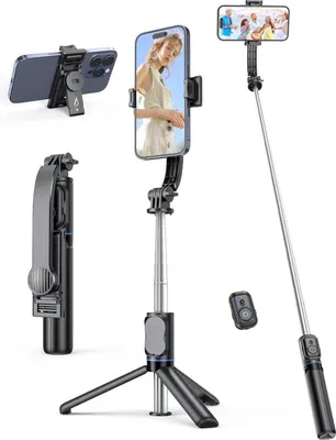 Obrázek produktu pro Selfie tyč s odnímatelným držákem na mobilní telefon a dálkovým ovládáním, 106 cm výsuvná pro mobilní telefon a smartphone, černá