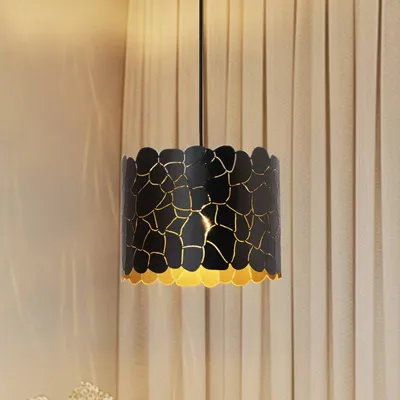 Produktbild von Lindby Hängeleuchte Aralena, schwarz/gold, Metall, Ø 26 cm