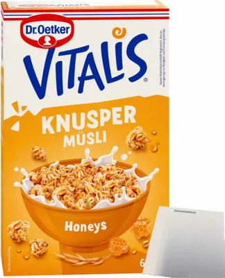Produktbild von Dr. Oetker Vitalis Knusper Müsli Honeys (600g Packung) + usy Block