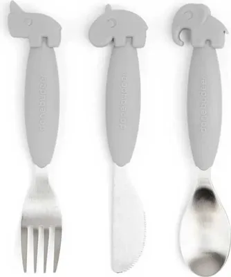Obrázek produktu pro Done by Deer Kinderbesteck Set Easy-Grip Grau