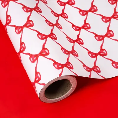 Productafbeelding van Omkeerbaar Inpakpapier met Rode Strik 43,2 cm x 10 m