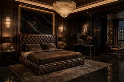 Produktbild von Chesterfield Big XXL Designer Bett Betten Polster Ehebett Lederbett Doppelbett